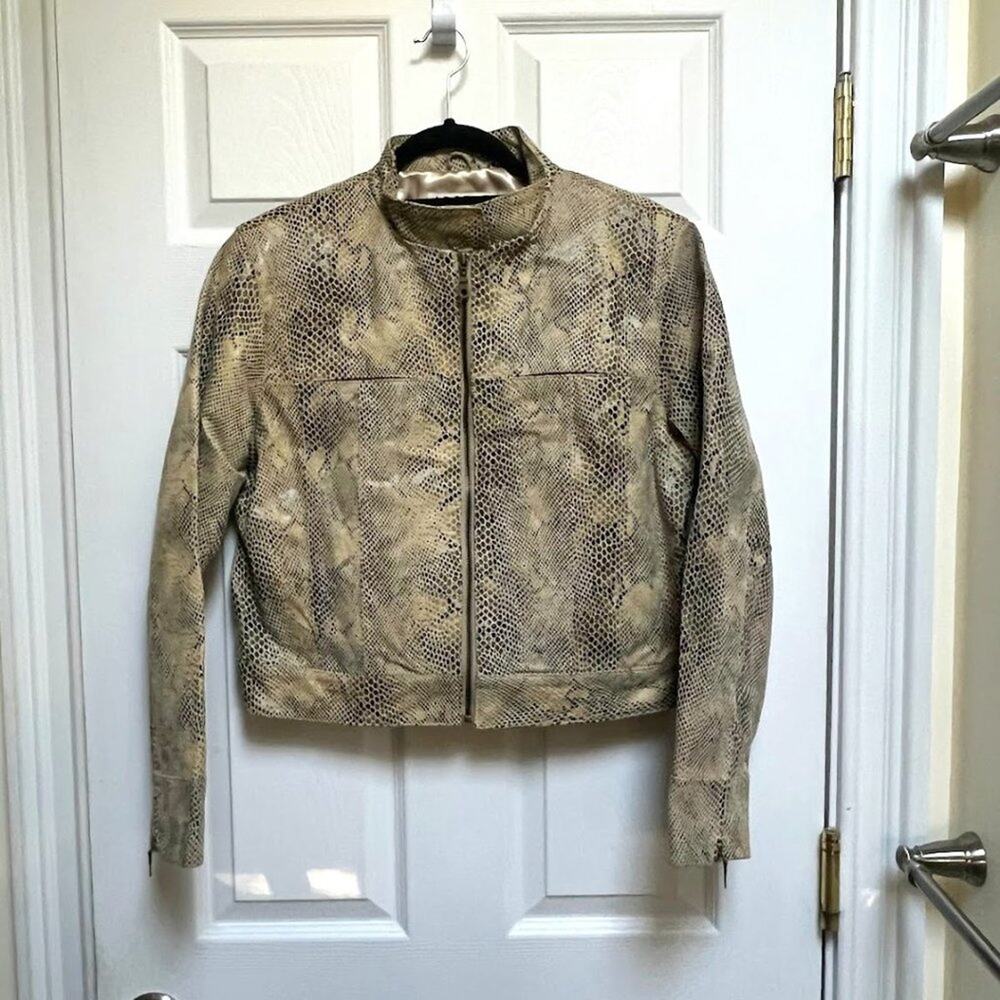 Vintage A.M.I. 100% Leather Snakeskin Print Jacket with Satin Interior